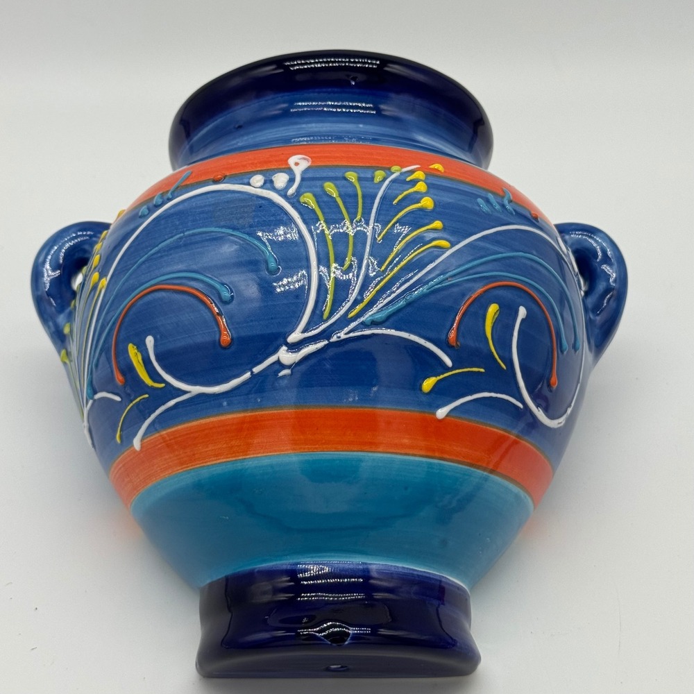 Vintage Hand Painted Spanish Ceramic Wall Pocket Planter Sconce Made in Spain